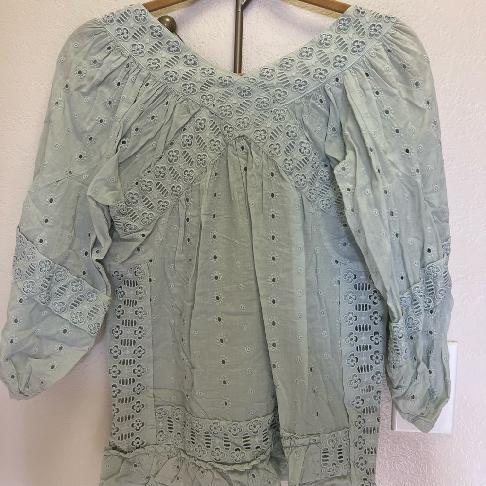 Marc by Marc Jacobs seafoam eyelet blouse, size 2.